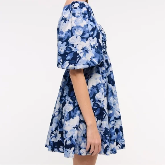 The A&F  Babydoll Emerson Poplin Puff Sleeve Mini Dress Size XS - Picture 4 of 16